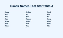 Tumblr Names That Start With A – Unique And Creative