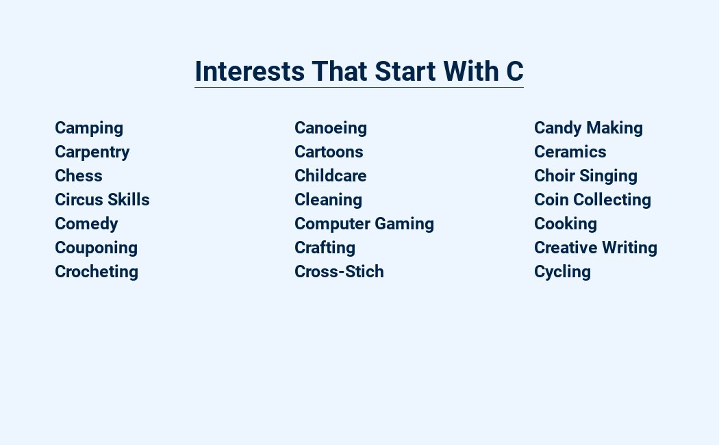 interests that start with c