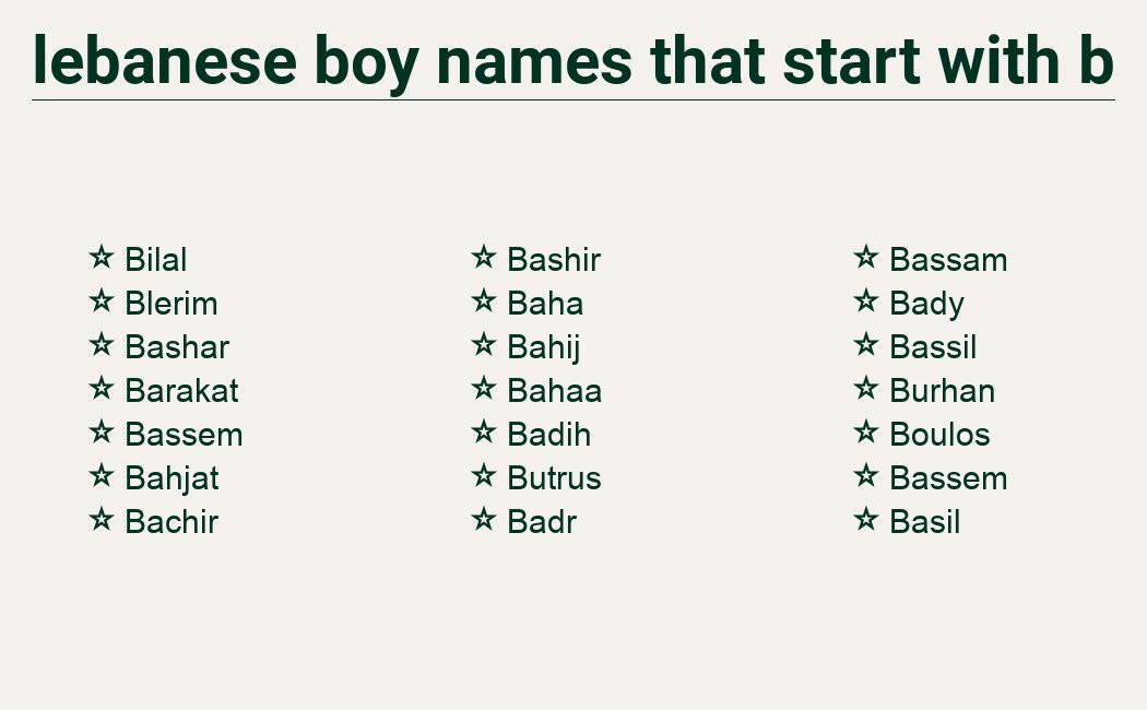 Lebanese boy names beginning with B