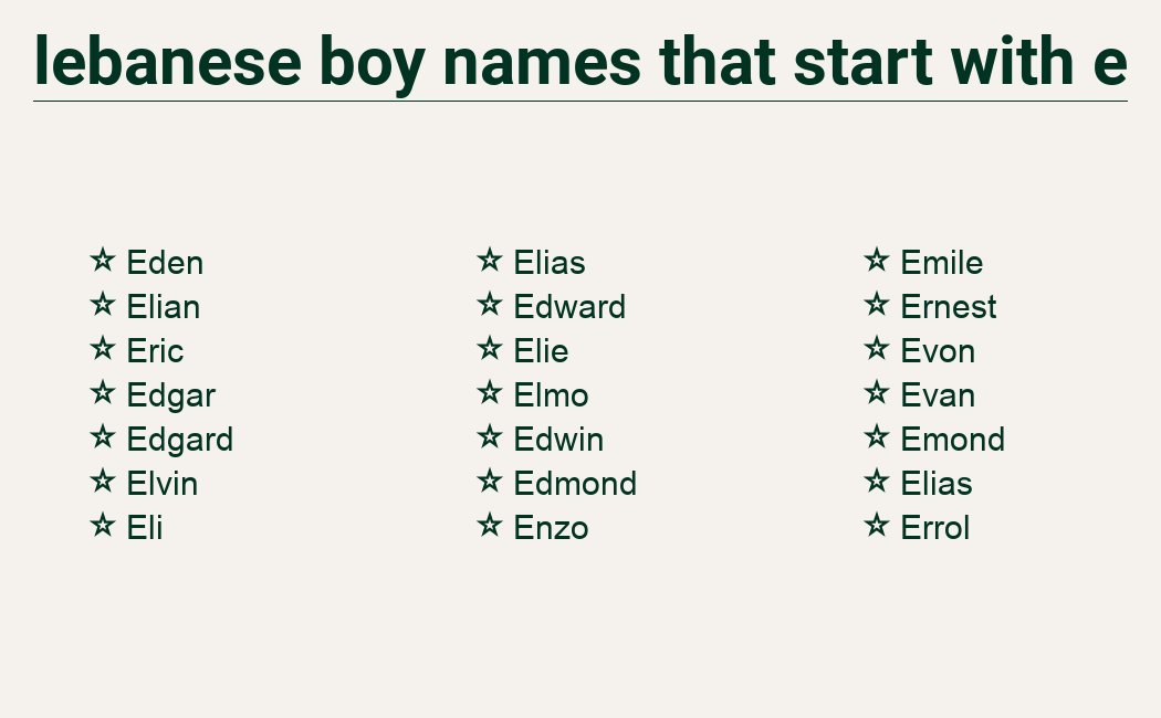 Lebanese boy names starting E