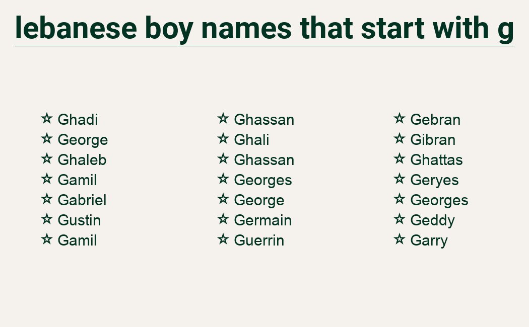 Lebanese boy names starting G