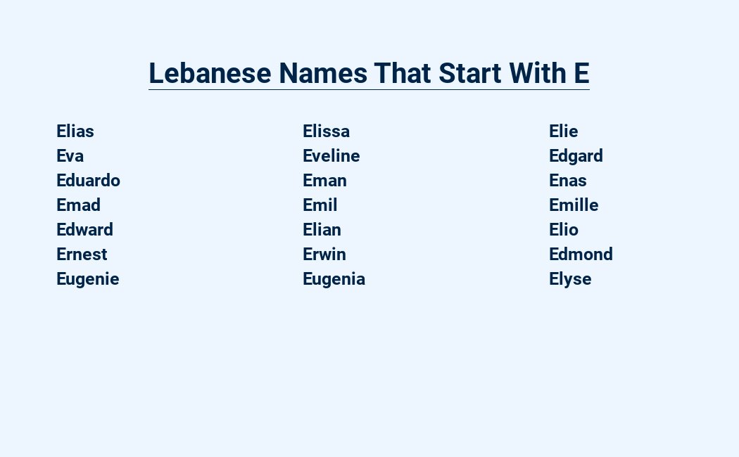 lebanese names that start with e