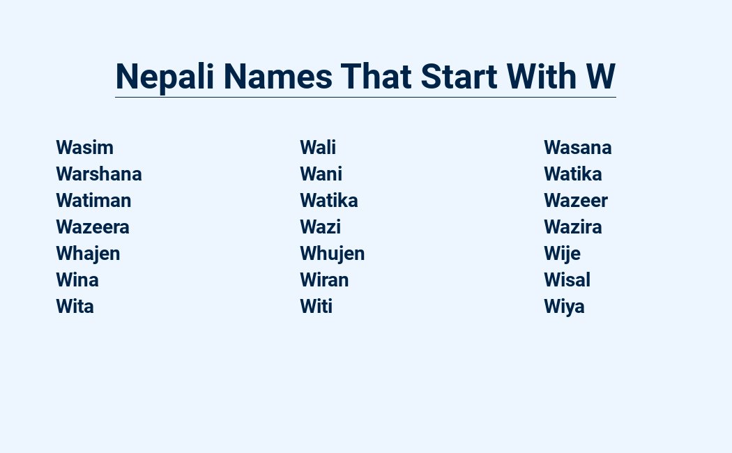 Nepali Names Beginning with W