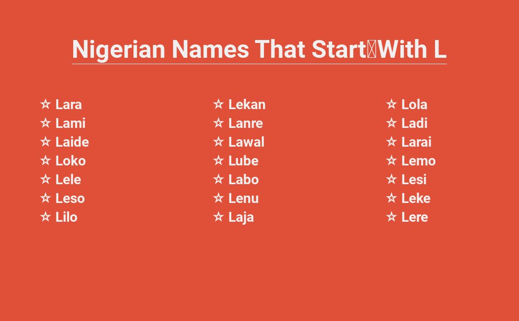 Nigerian names beginning L