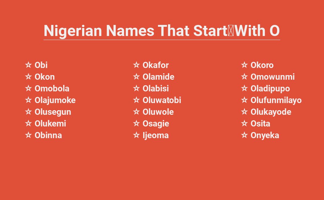 Nigerian names, Letter O