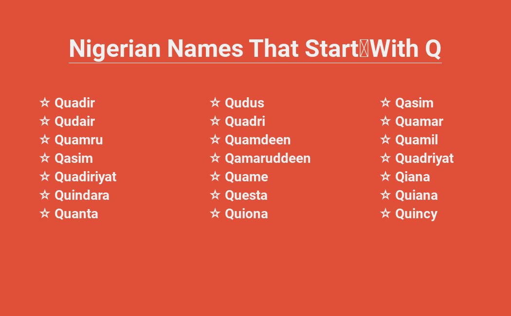 Nigerian names, Q-start