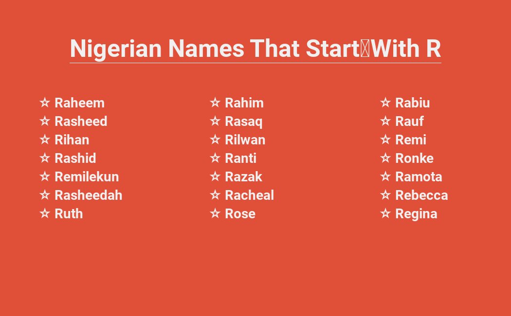 Nigerian names R