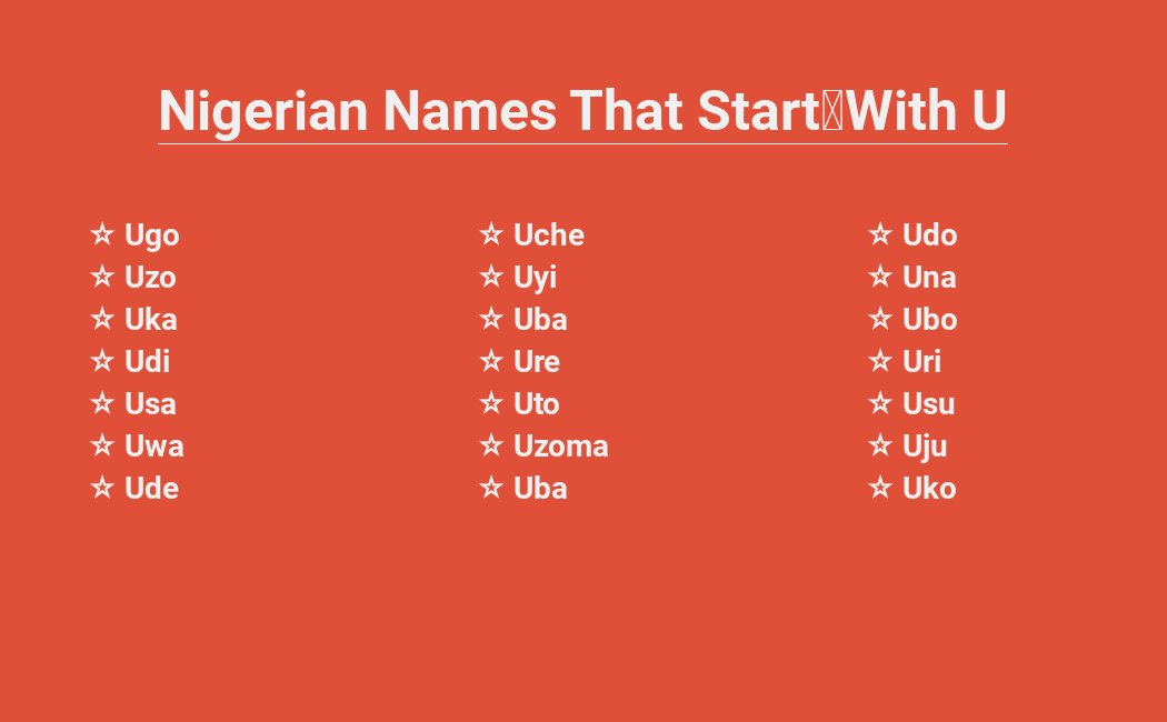 Nigerian names, U-alphabet