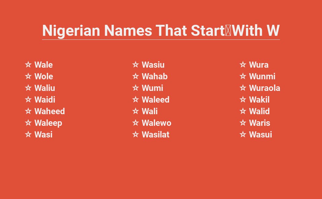 Nigerian names W