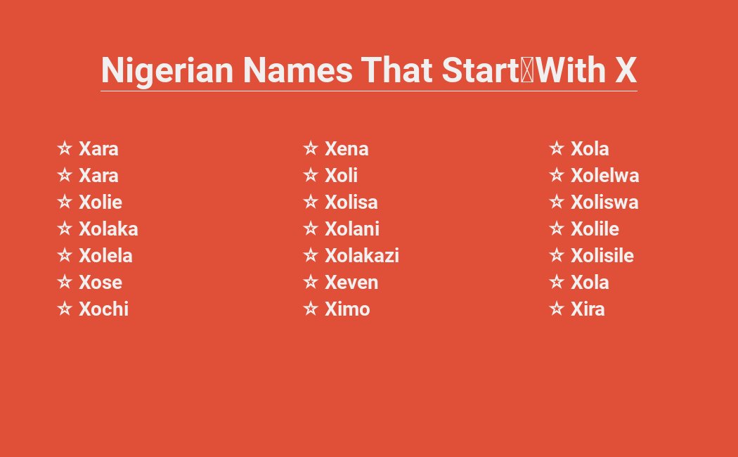 Nigerian names X