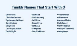 Tumblr Names That Start With O – Unique And Creative