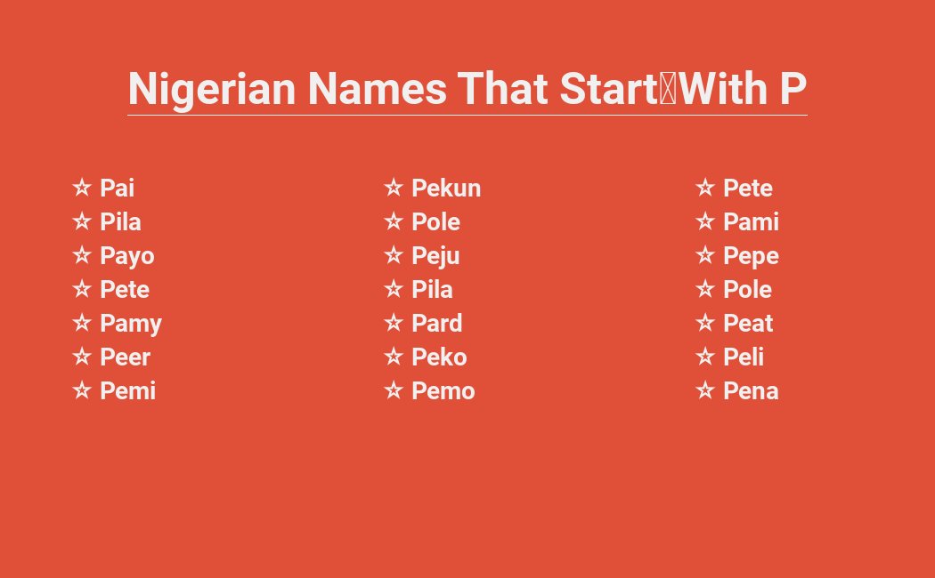 Popular Nigerian P Names