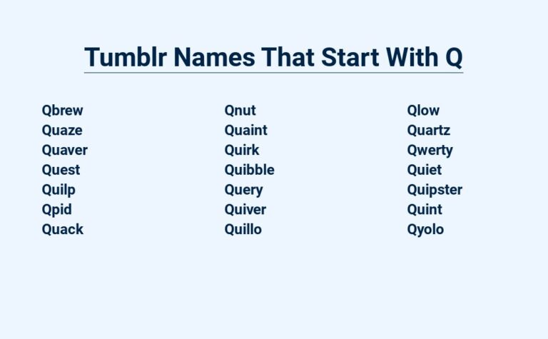 Read more about the article Tumblr Names That Start With Q – Quirky And Unique