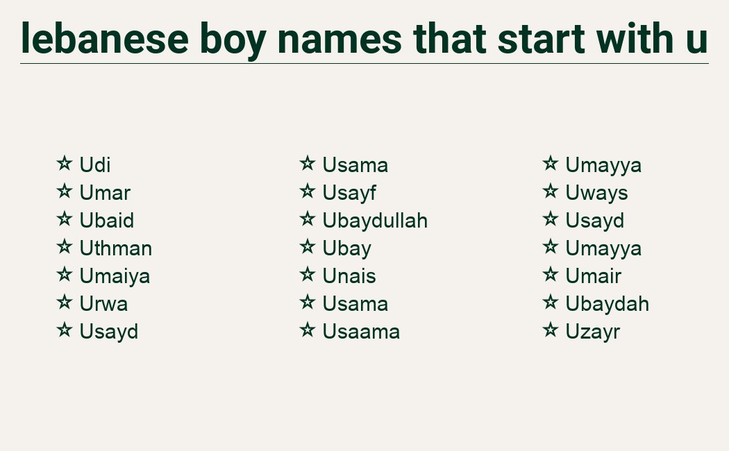 Unique Lebanese Boy Names