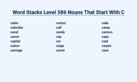 Word Stacks Level 586 Nouns That Start with C: Catchy Nouns