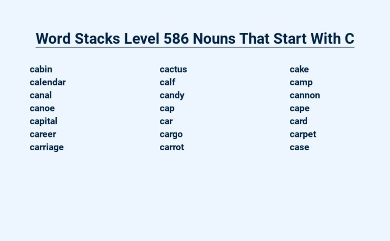 Read more about the article Word Stacks Level 586 Nouns That Start with C: Catchy Nouns