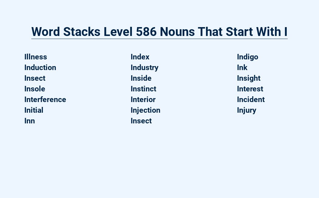 word stacks level 586 nouns that start with i