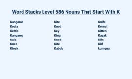 Word Stacks Level 586 Nouns That Start With K – Know Your Vocabulary