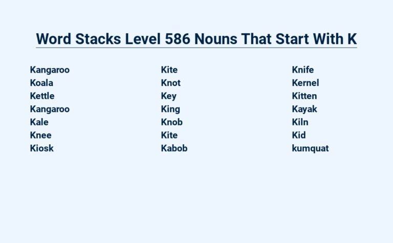 Read more about the article Word Stacks Level 586 Nouns That Start With K – Know Your Vocabulary