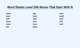 Word Stacks Level 586 Nouns That Start With N : Pile of Nouns