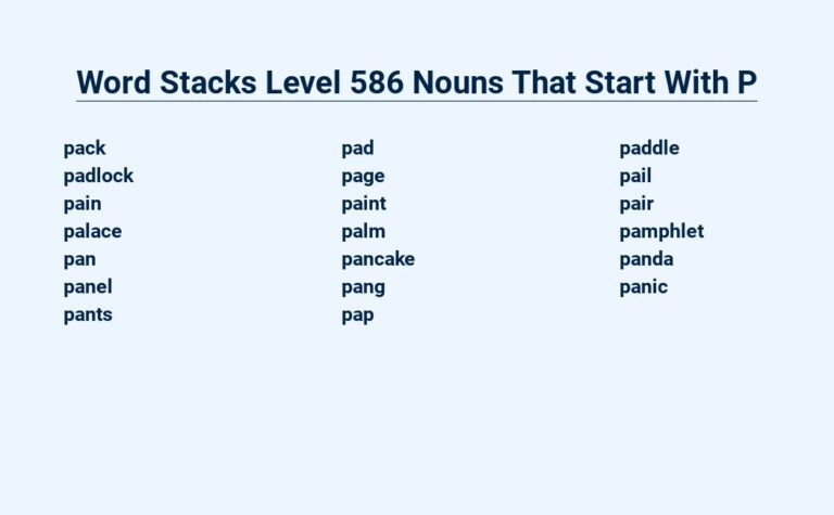 Read more about the article Word Stacks Level 586 – Nouns Starting With P: Pocket-Sized Puzzles