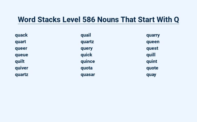 Read more about the article Word Stacks Level 586: Nouns Starting With Q – Quizzical Conundrums