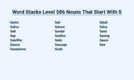 Word Stacks Level 586 Nouns That Start With S – Stacking Up Success