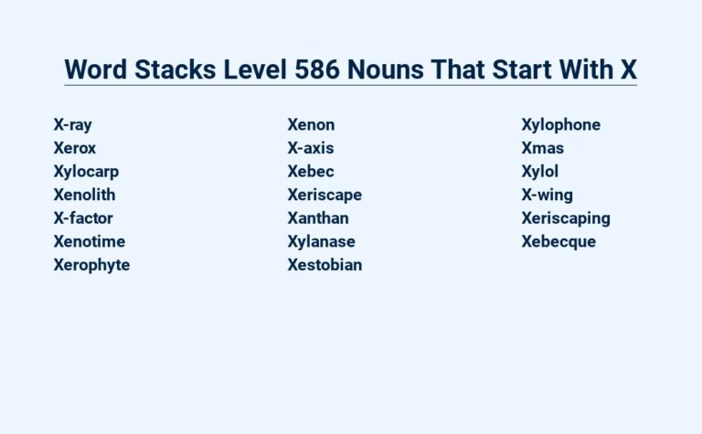 Read more about the article Word Stacks Level 586: Nouns That Start With X – X Marks The Spot