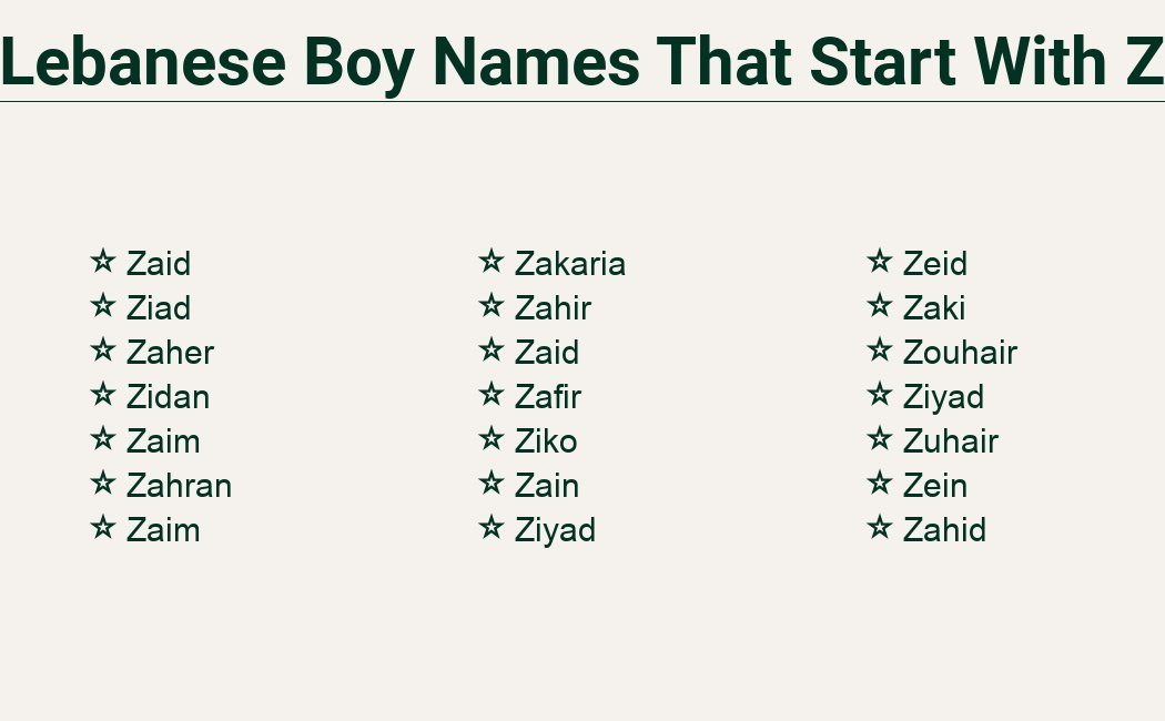 Zayed Lebanese Boy Names