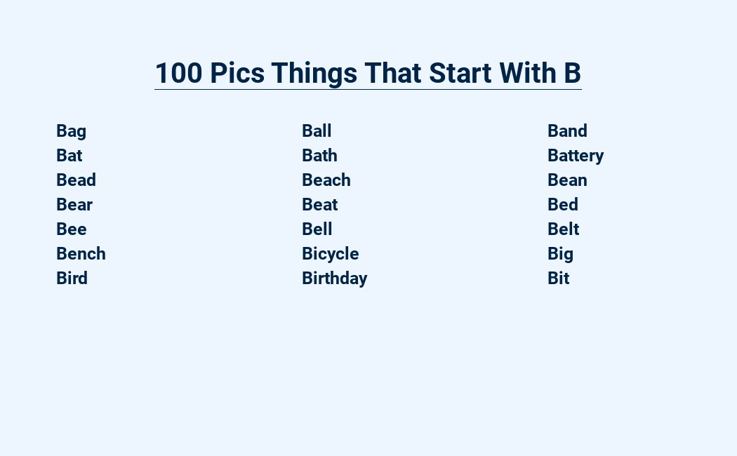 100 pics things that start with b