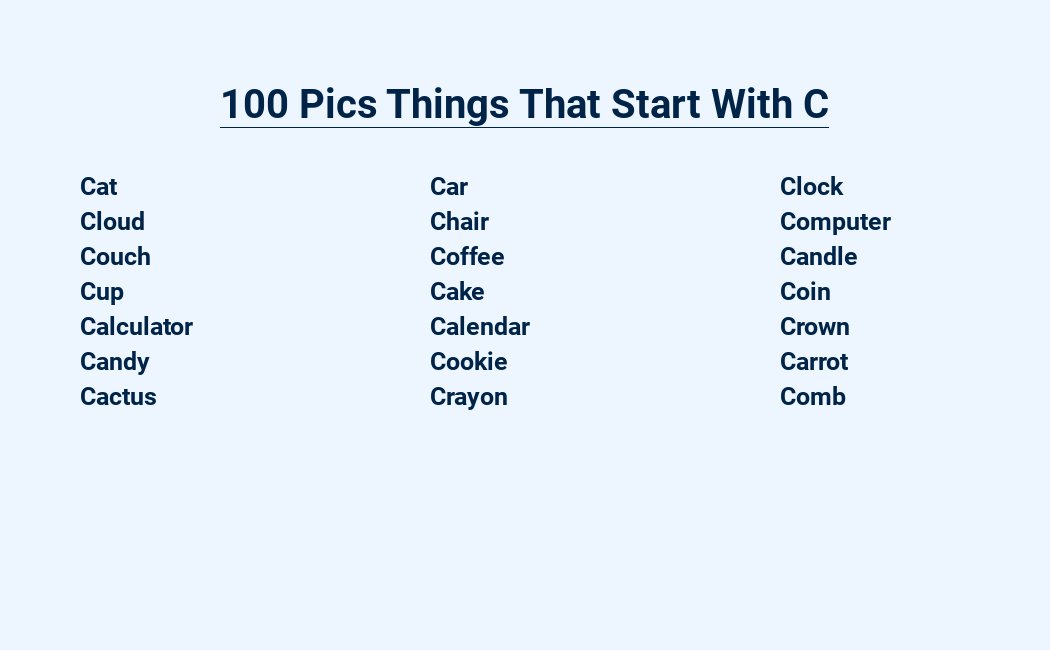 100 pics things that start with c