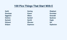 100 Pics Things That Start With E – Everyday Essentials