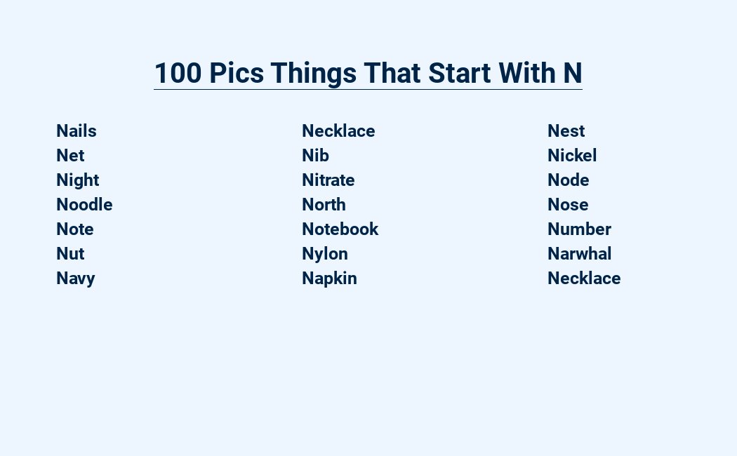 100 pics things that start with n