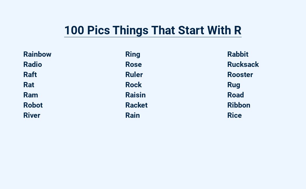 100 pics things that start with r