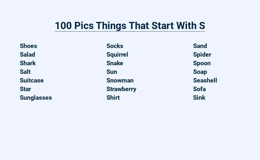 100 pics things that start with s