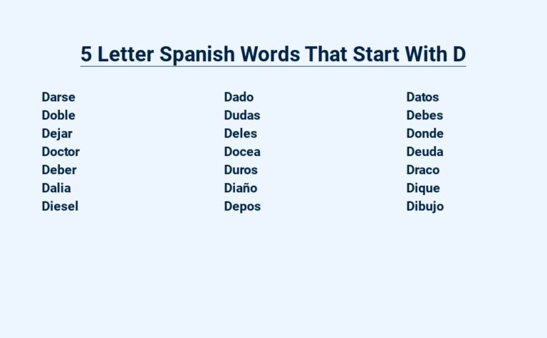 Read more about the article 5 Letter Spanish Words That Start With D – Vocabulario