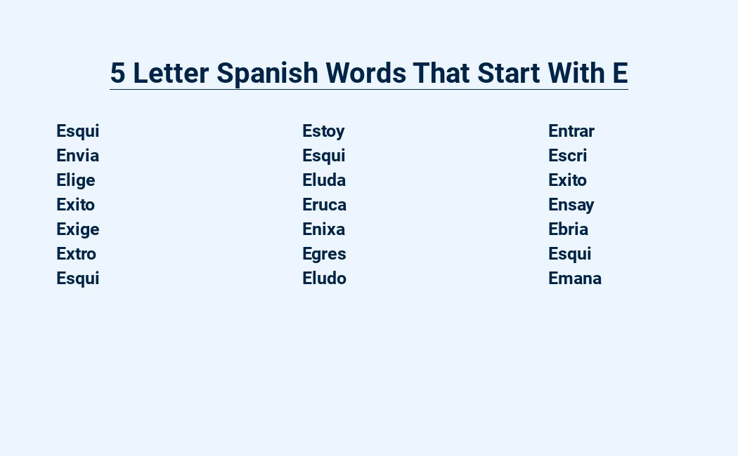 5 letter spanish words that start with e