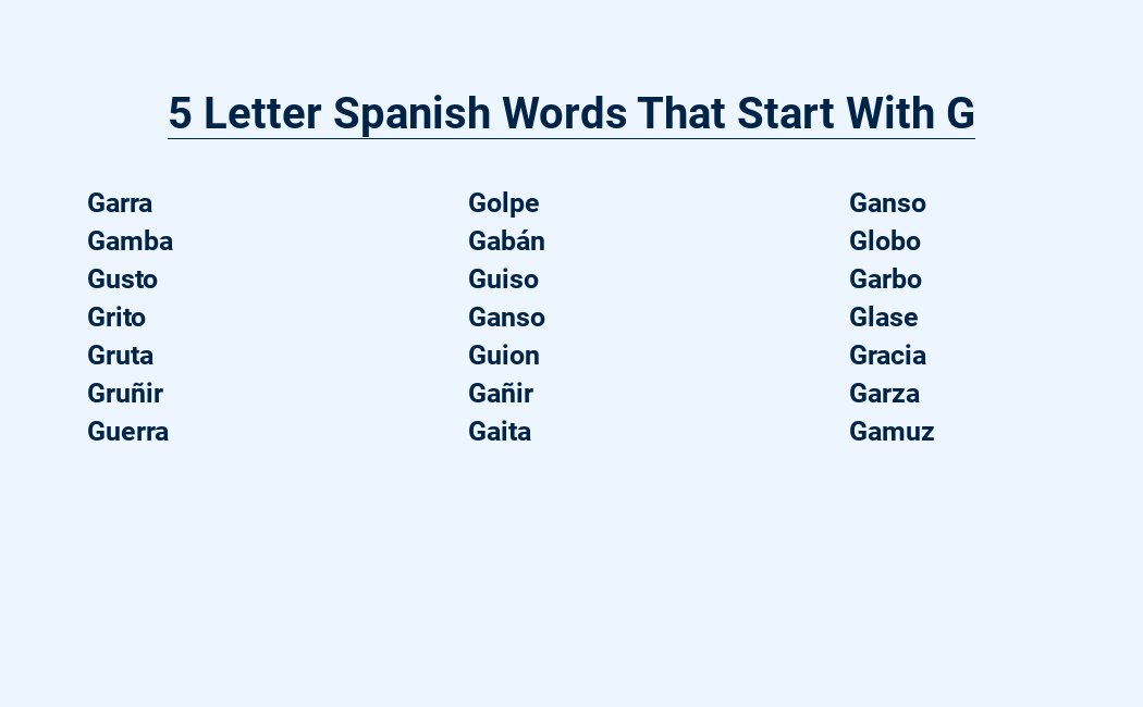 5 letter spanish words that start with g