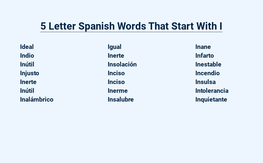 5 letter spanish words that start with i