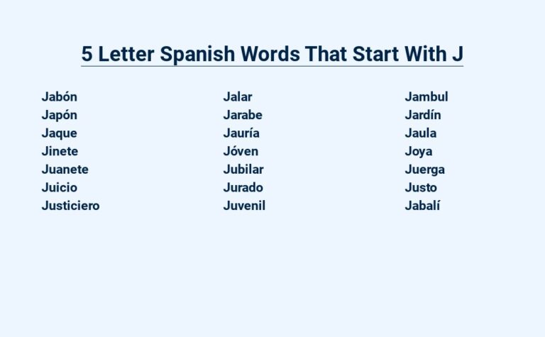 Read more about the article 5 Letter Spanish Words That Start With J – Amplify Your Vocabulary