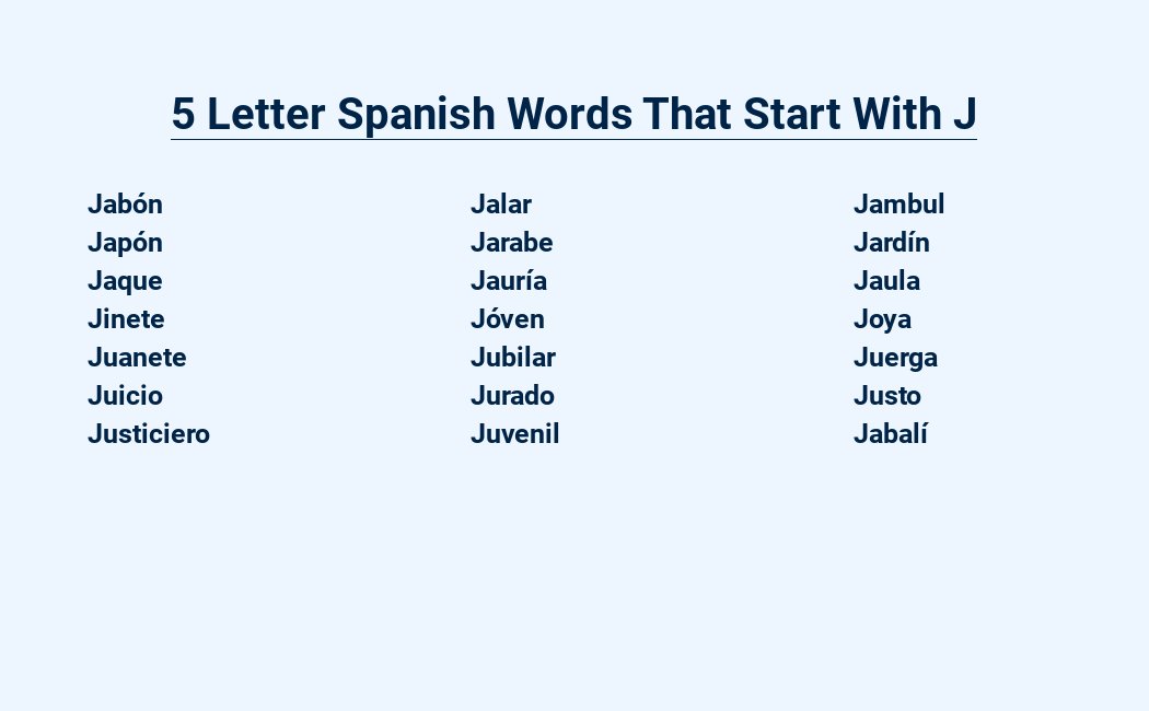 5 letter spanish words that start with j