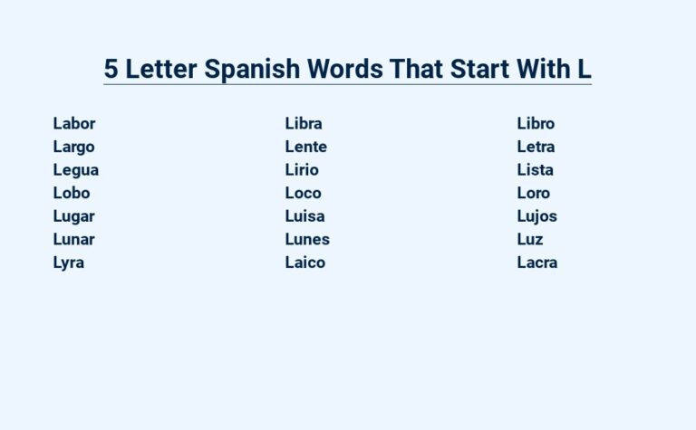 Read more about the article 5 Letter Spanish Words That Start With L – Beginner’s Guide