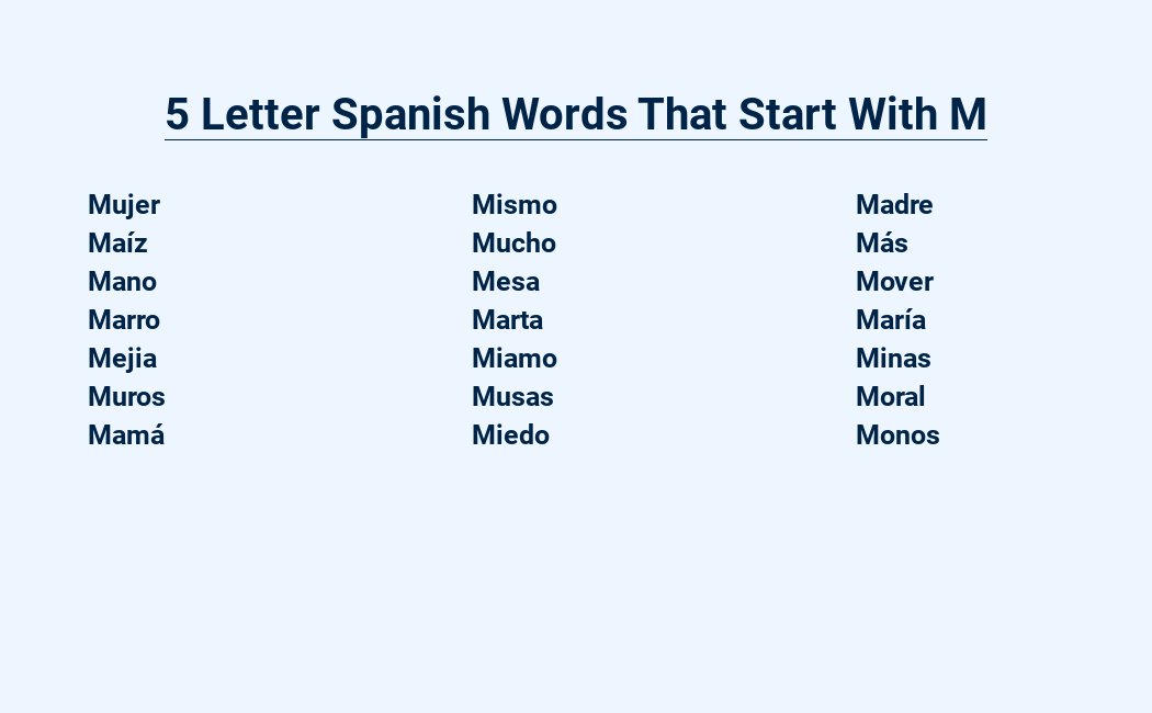 5 letter spanish words that start with m