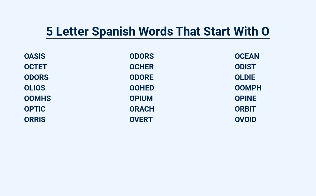 5 letter spanish words that start with o