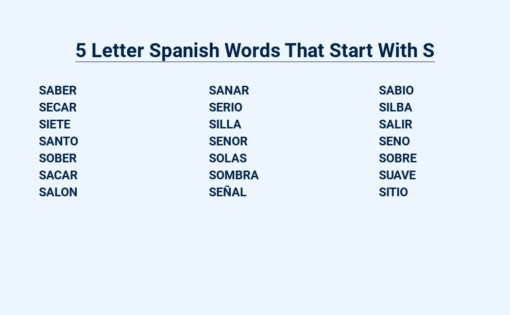 5 letter spanish words that start with s