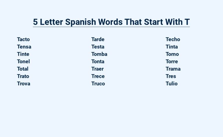 Read more about the article 5 Letter Spanish Words That Start With T – Handy List