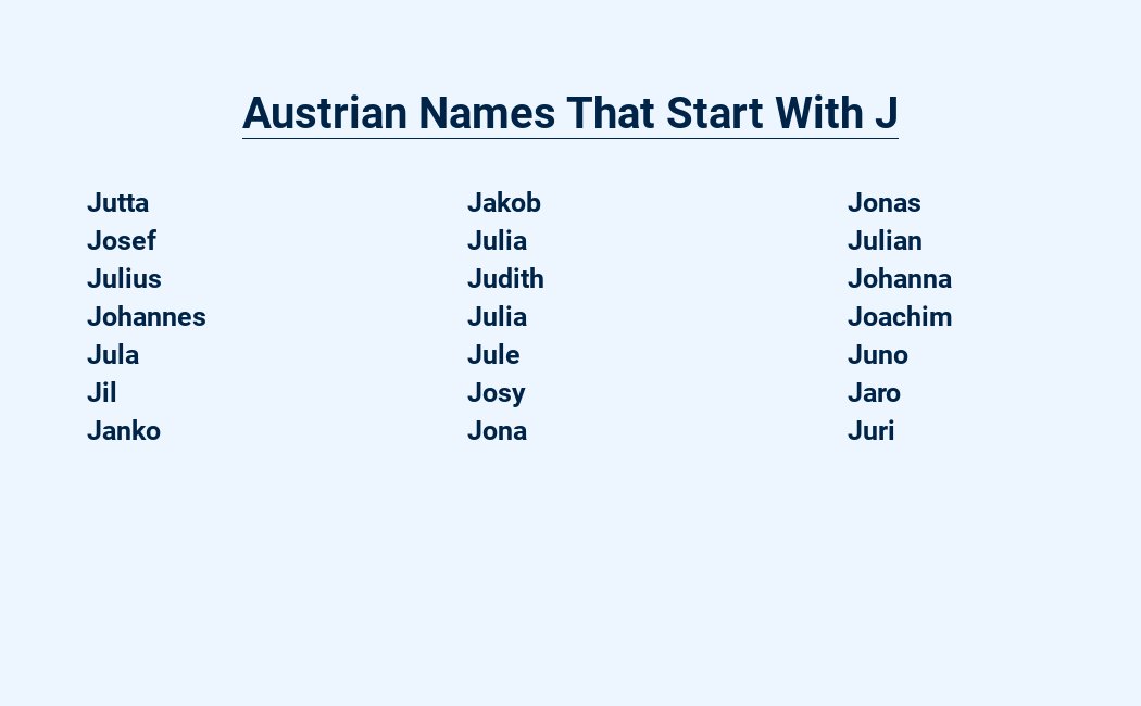 austrian names that start with j