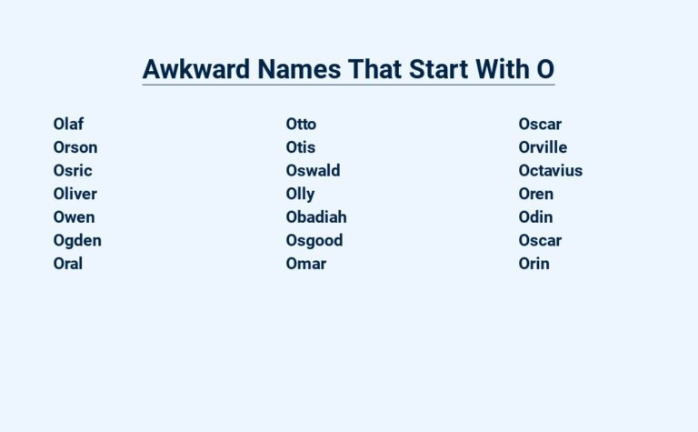 Read more about the article Awkward Names That Start With O – Off-Putting Options