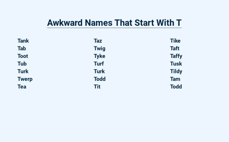 Read more about the article Awkward Names That Start With T- Tongue Twisters