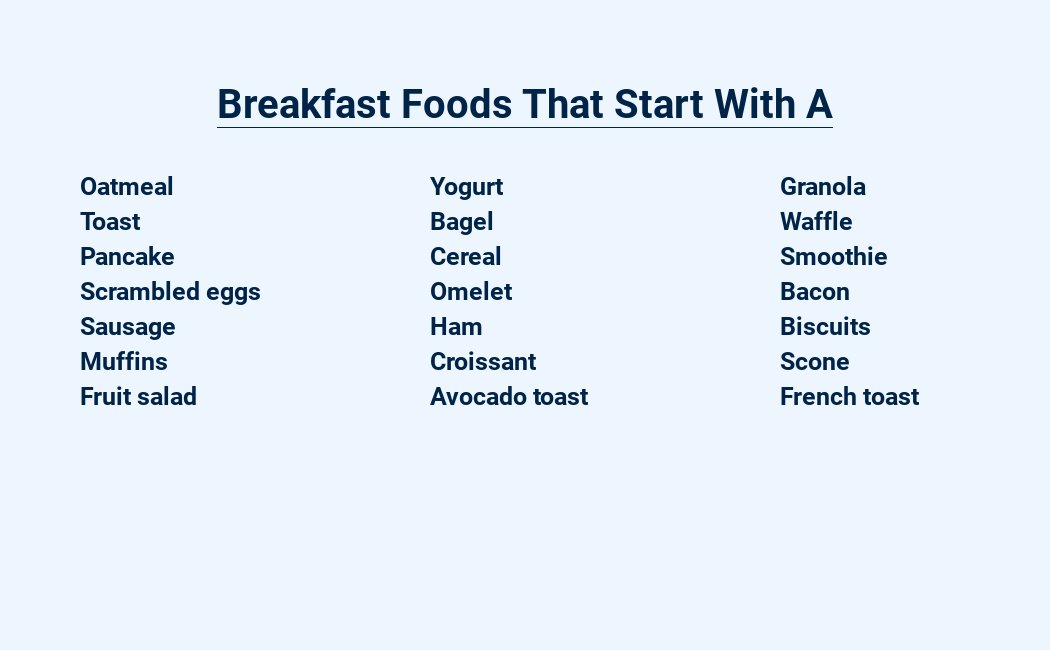 breakfast foods that start with a